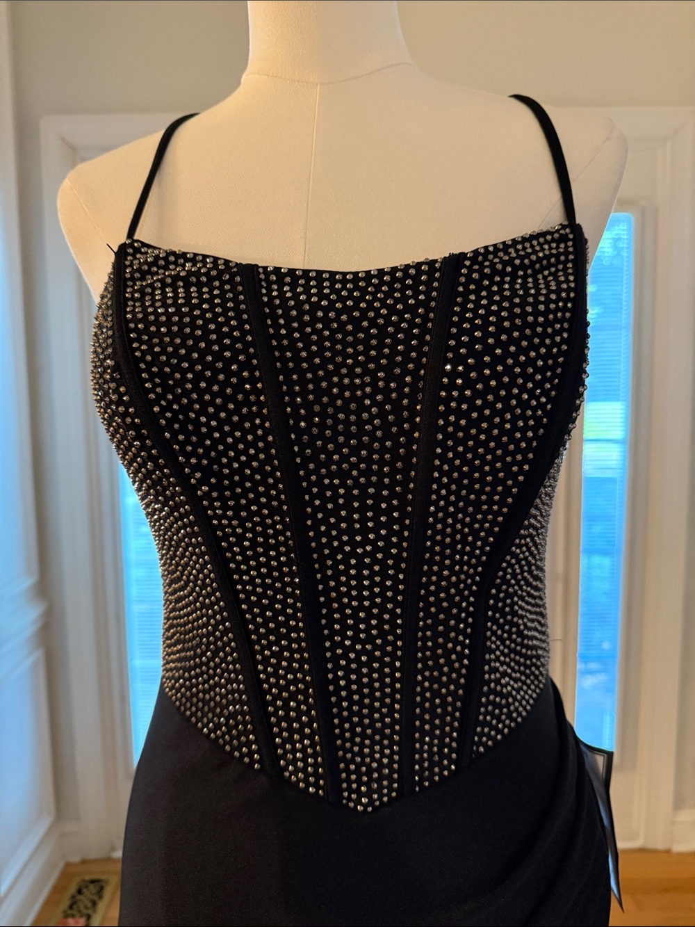 Black  Evening Gown with Beaded Bodice